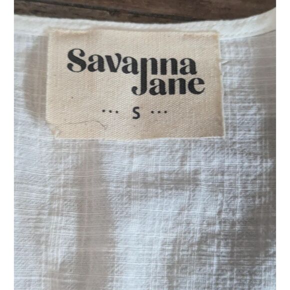 Savanna Jane Embroidered White Tunic Blouse Small S Colorful Boho Top - Picture 3 of 6